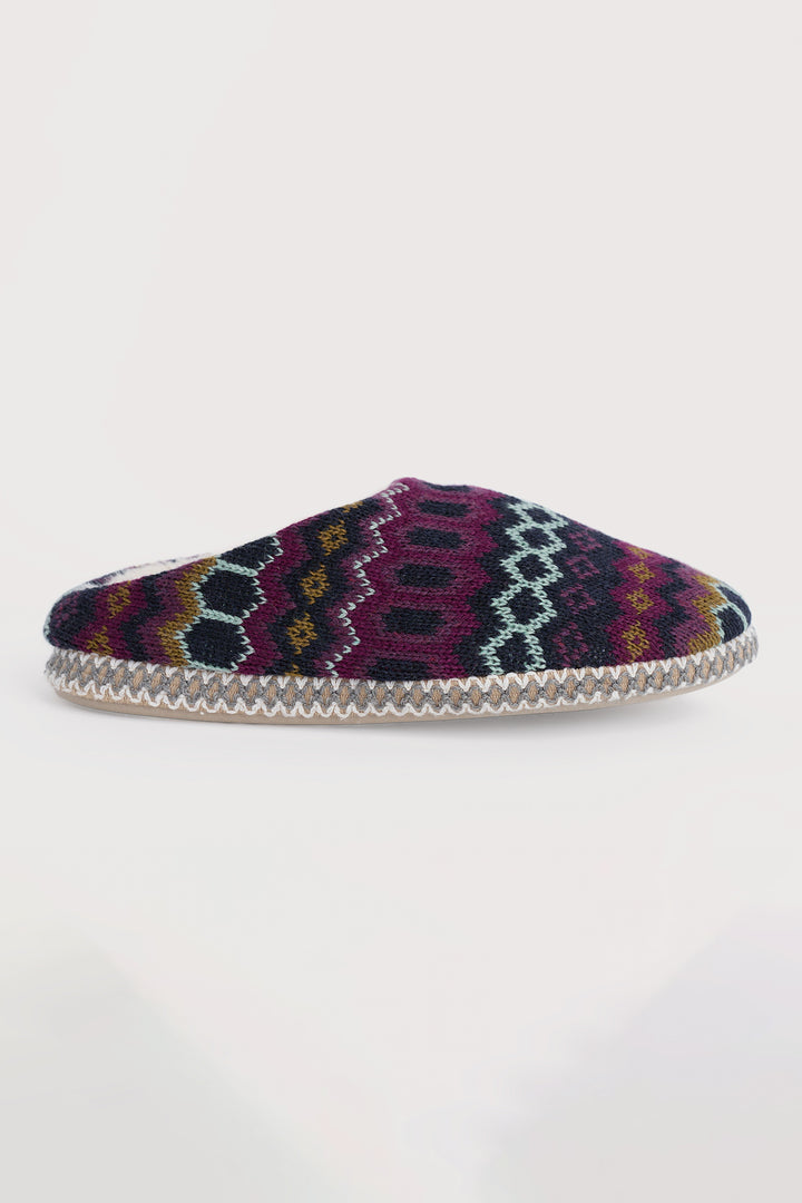 Seasalt FT38964S Starry Eyed Slipper Fair Isle Knit Modernist Grape Multi