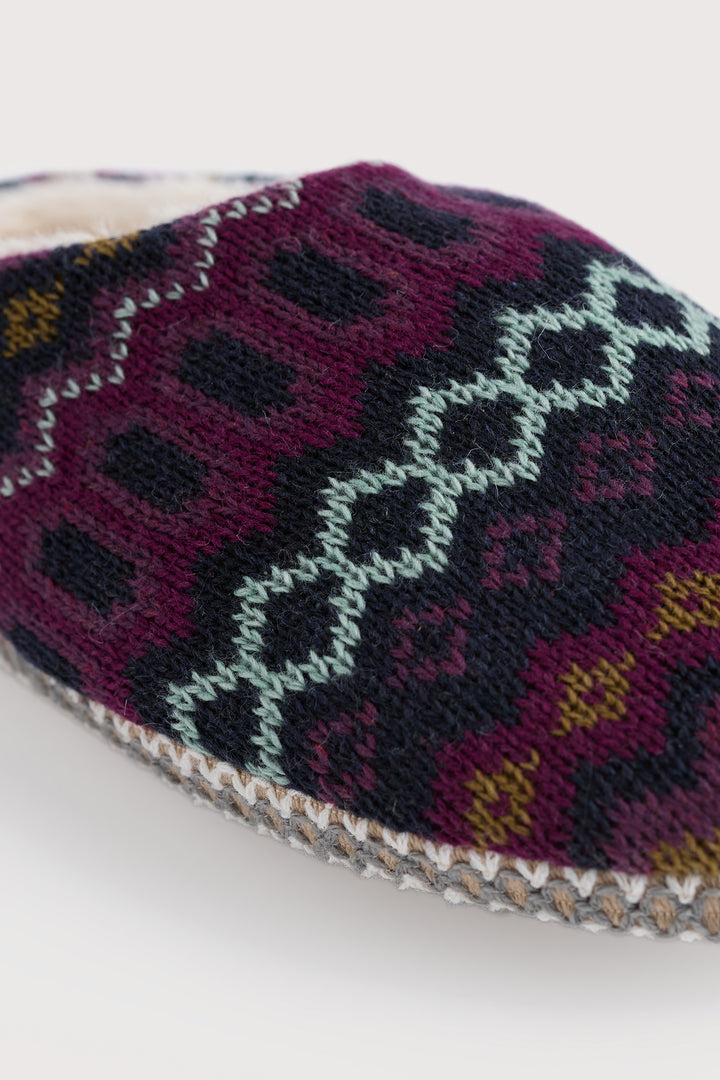Seasalt FT38964S Starry Eyed Slipper Fair Isle Knit Modernist Grape Multi