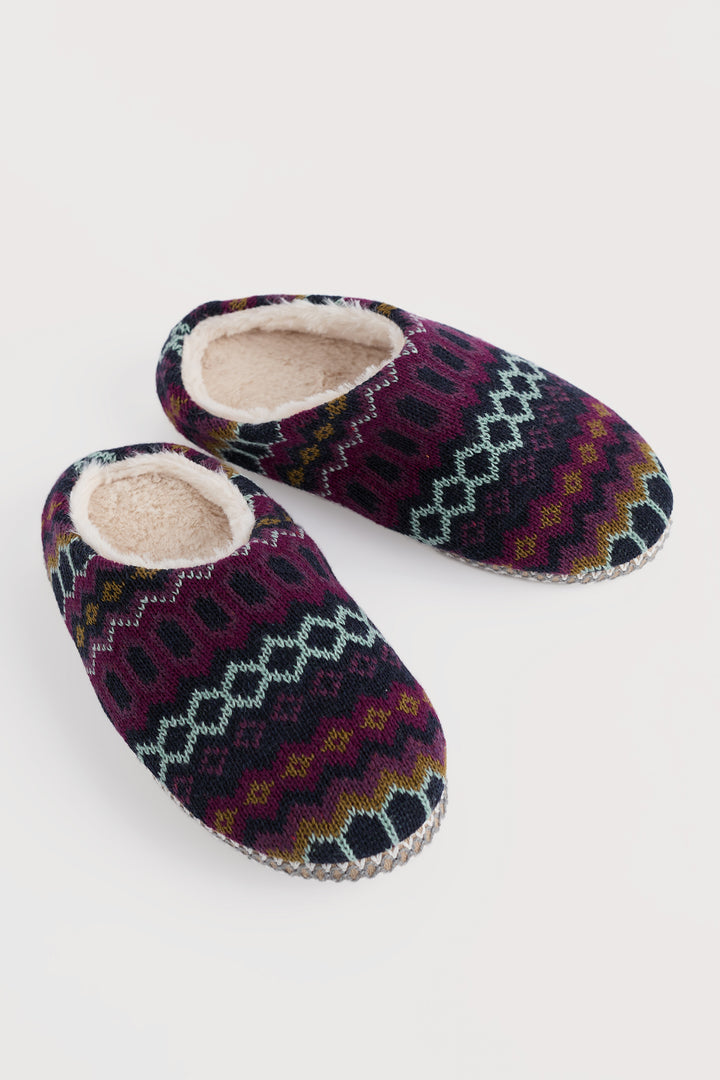 Seasalt FT38964S Starry Eyed Slipper Fair Isle Knit Modernist Grape Multi