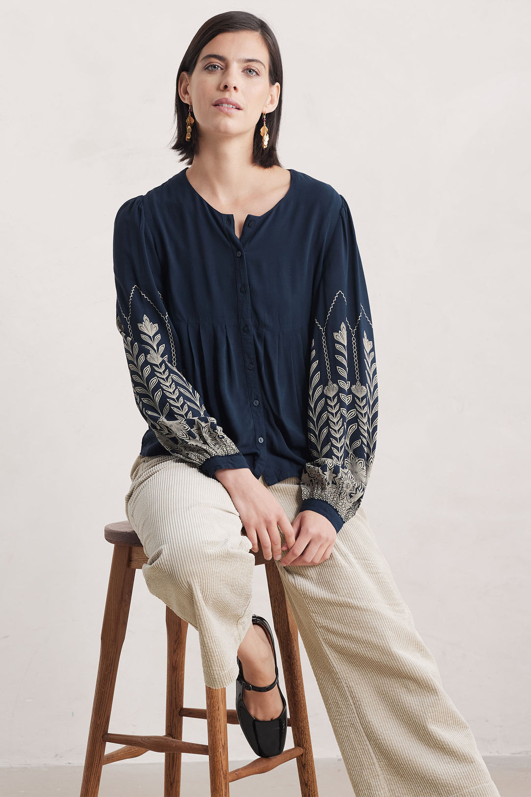Seasalt High Woods Shirt Ice Flower Maritime - Shirley Allum Boutique