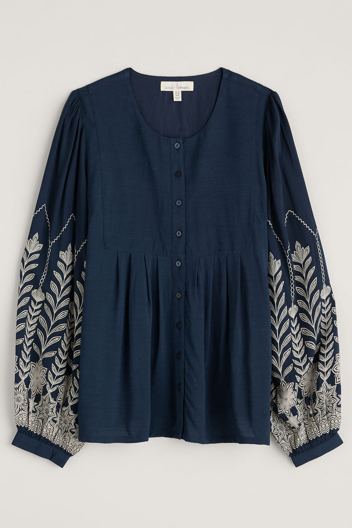 Seasalt High Woods Shirt Ice Flower Maritime - Shirley Allum Boutique