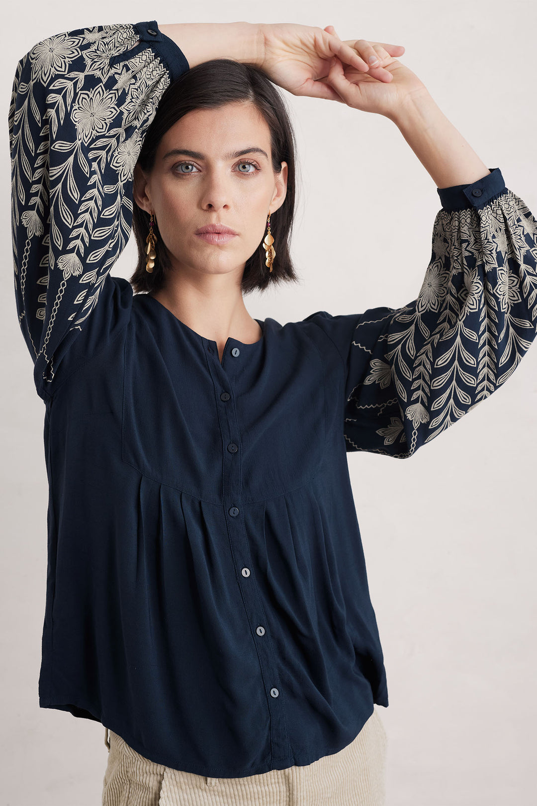 Seasalt High Woods Shirt Ice Flower Maritime - Shirley Allum Boutique