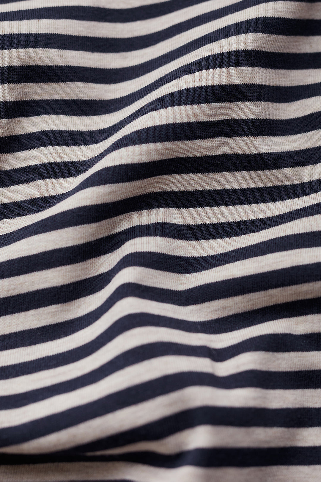 Close-up of navy and white striped fabric