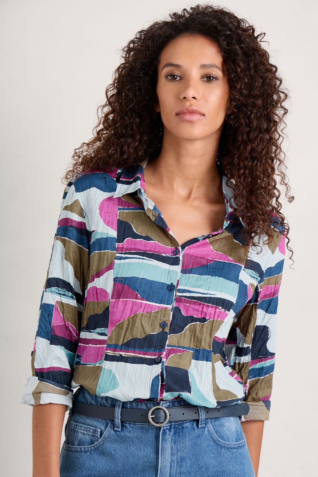 Seasalt Larissa Blue Scenic Forms Enamel Print Shirt - Shirley Allum Boutique