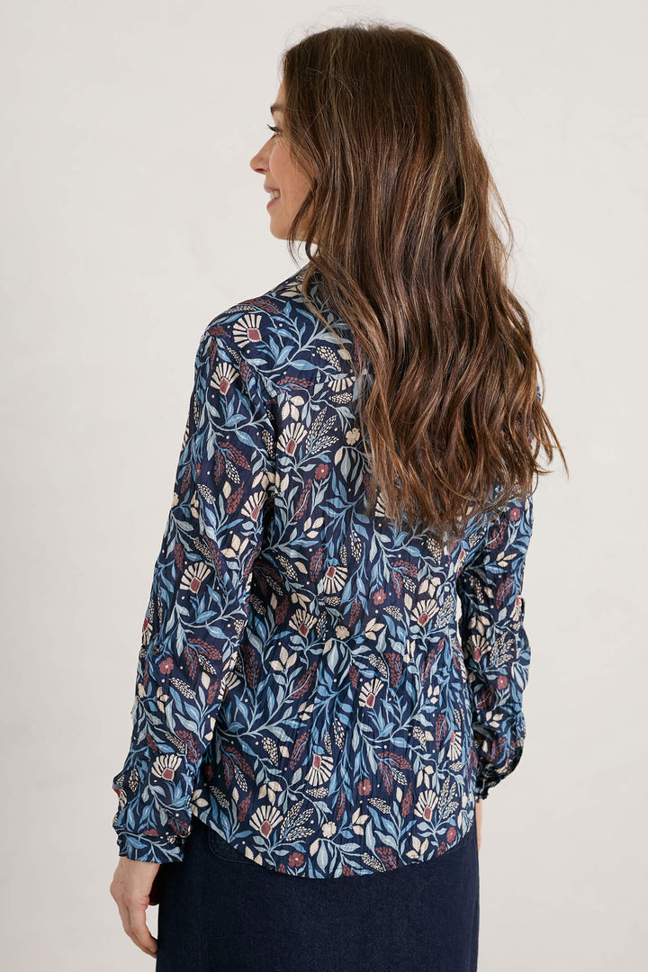 Seasalt Larissa Maritime Navy Folk Meadow Print Shirt - Shirley Allum Boutique