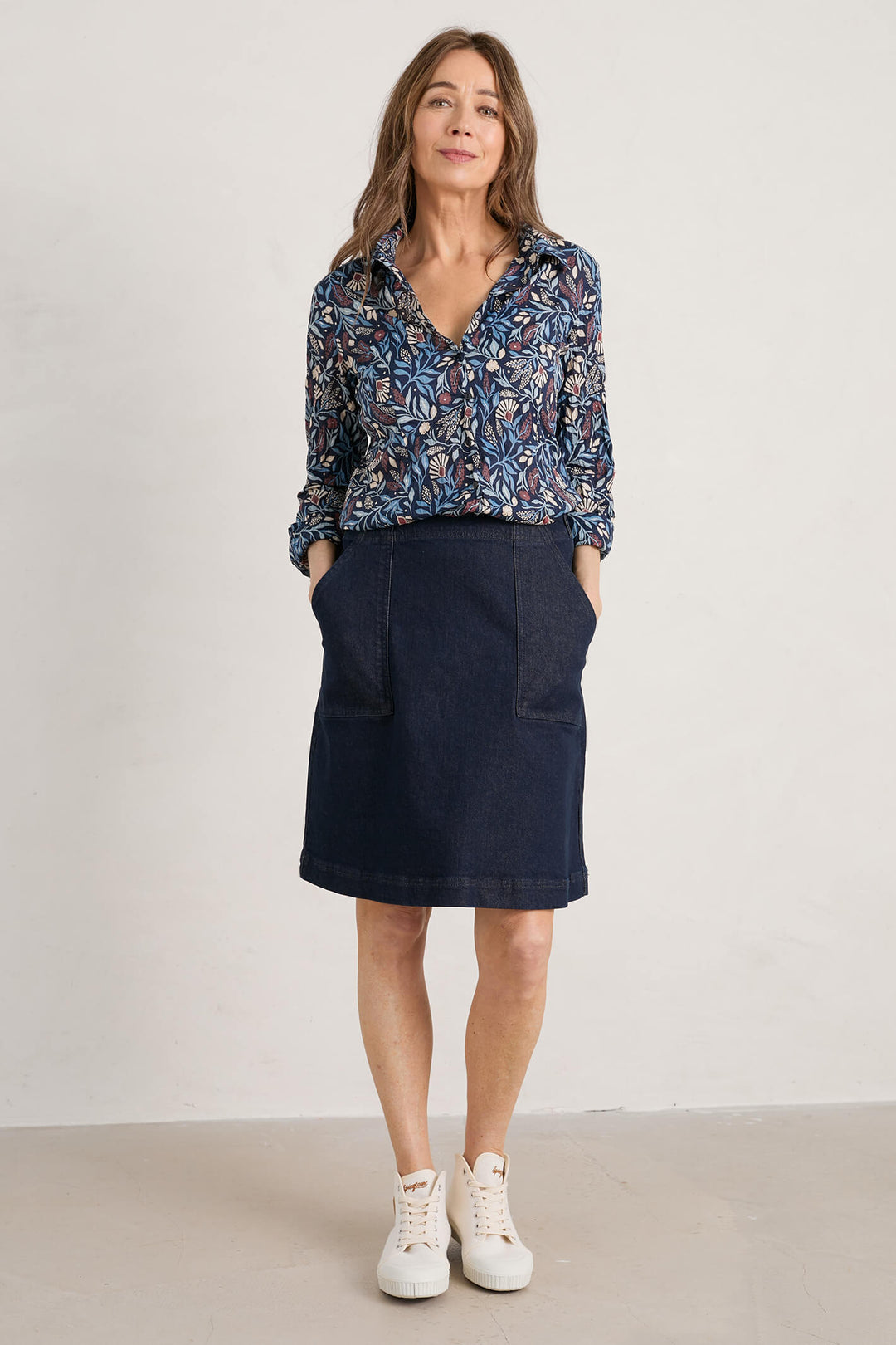 Seasalt Larissa Maritime Navy Folk Meadow Print Shirt - Shirley Allum Boutique