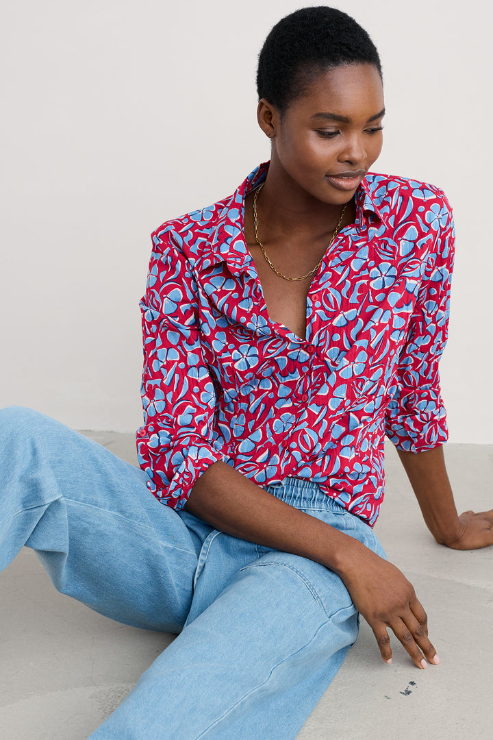 Seasalt Larissa Shirt Collaged Floral Scarlet WM23525-35283 - Shirley Allum Boutique