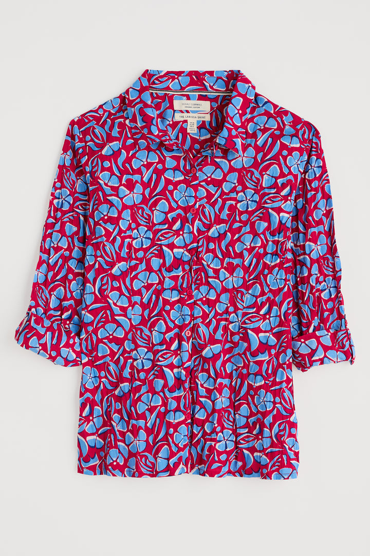 Seasalt Larissa Shirt Collaged Floral Scarlet WM23525-35283 - Shirley Allum Boutique