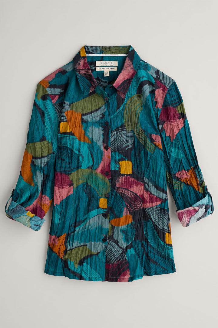 Seasalt Larissa Shirt Lelant Blue Abstract Mix B-WM39562-33071 - Shirley Allum Boutique