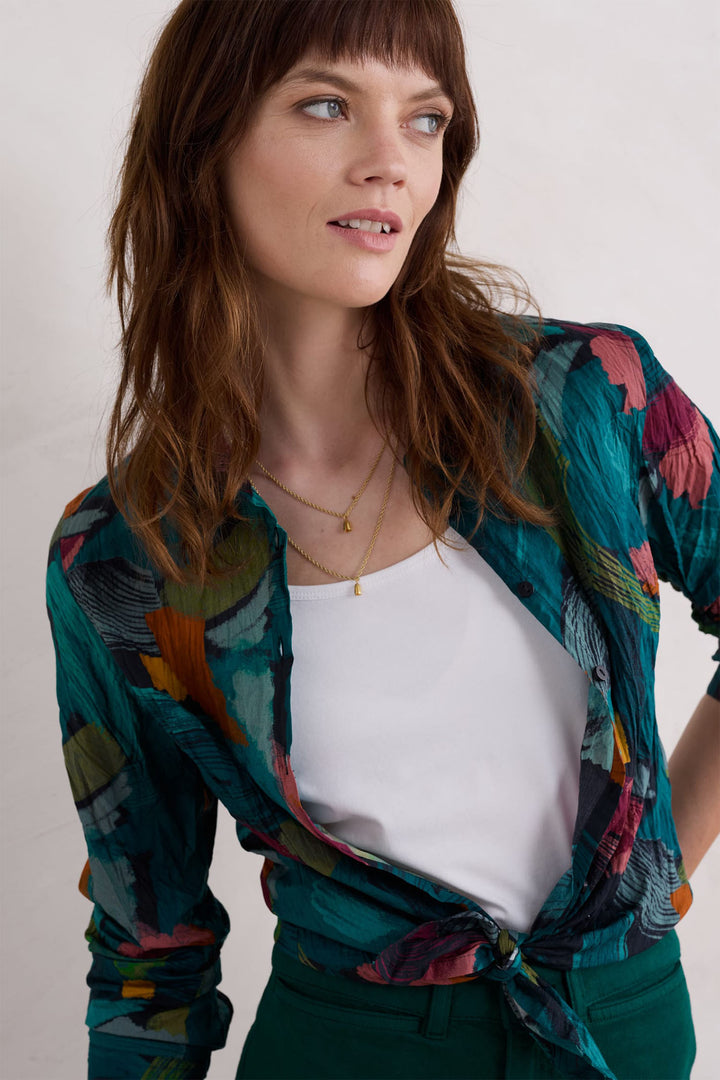 Seasalt Larissa Shirt Lelant Blue Abstract Mix B-WM39562-33071 - Shirley Allum Boutique