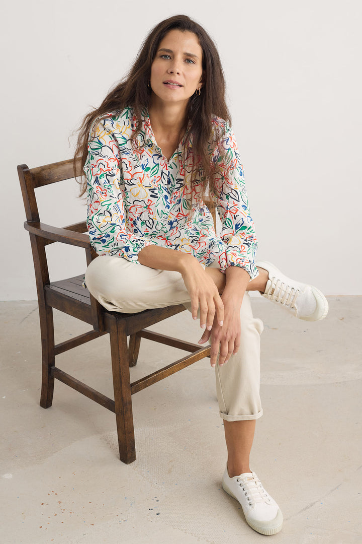 Seasalt Larissa Shirt Painters Garden Chalk White Multicolour WM00243R - Shirley Allum Boutique