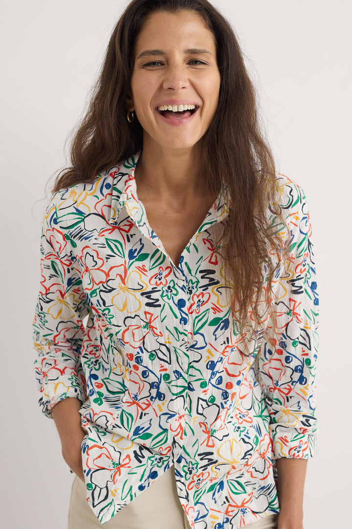 Seasalt Larissa Shirt Painters Garden Chalk White Multicolour WM00243R - Shirley Allum Boutique