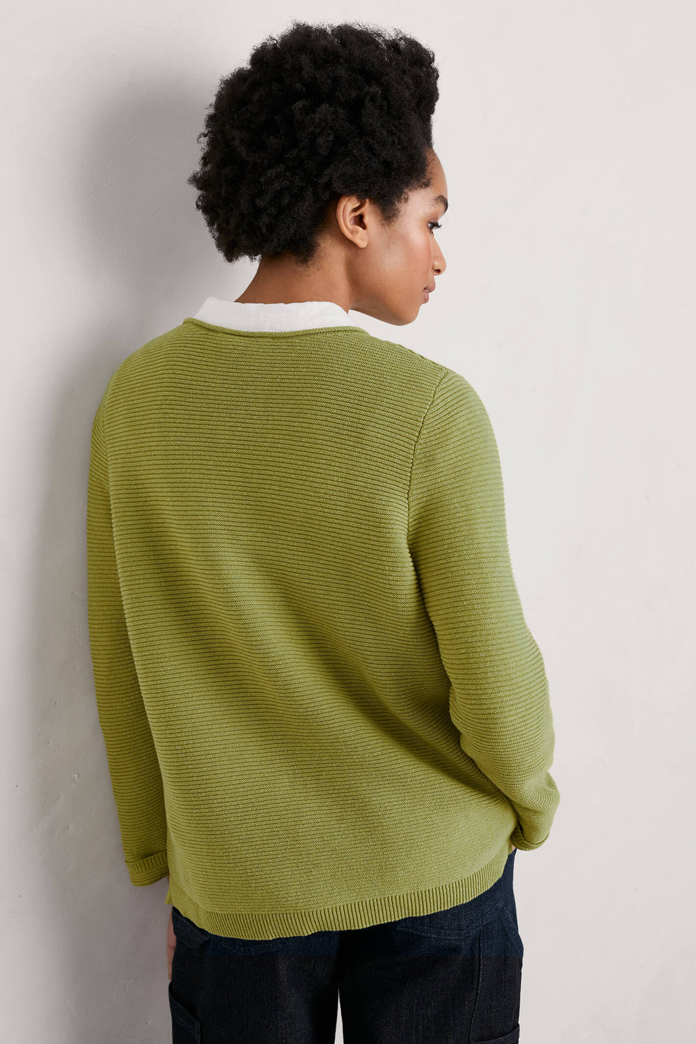 Seasalt Makers Gooseberry Green Curl Neck Jumper - Shirley Allum Boutique