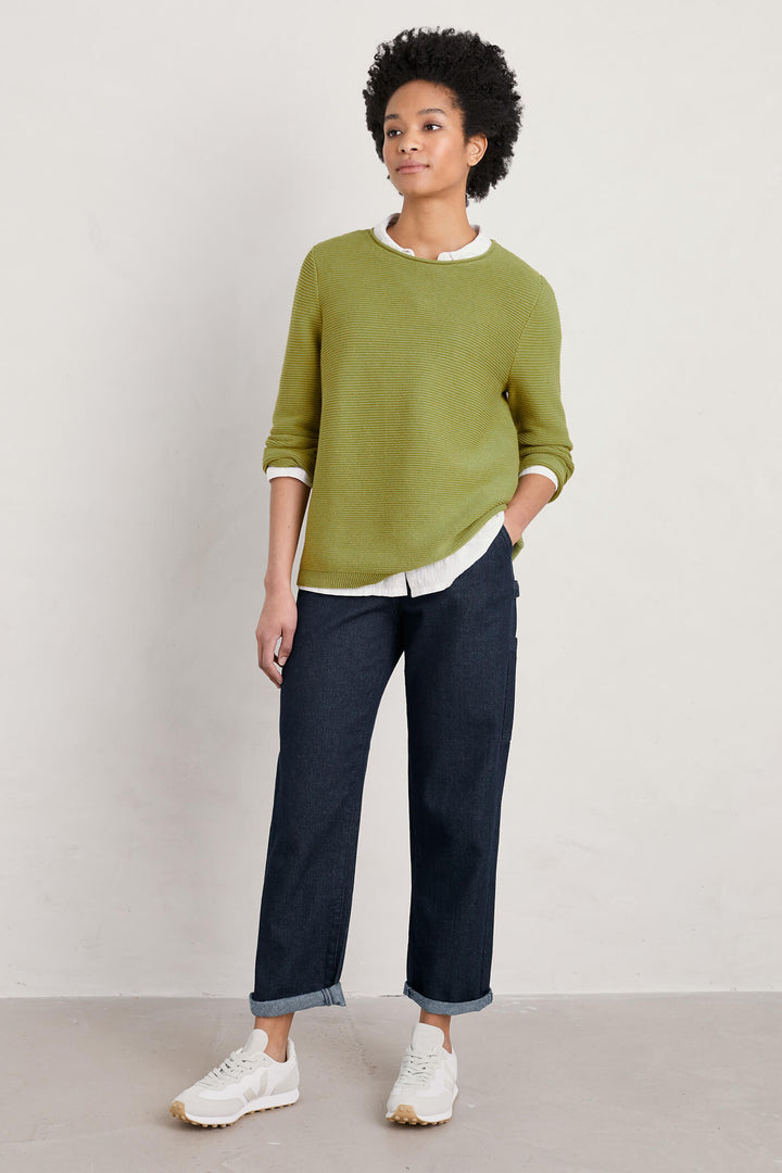 Seasalt Makers Gooseberry Green Curl Neck Jumper - Shirley Allum Boutique