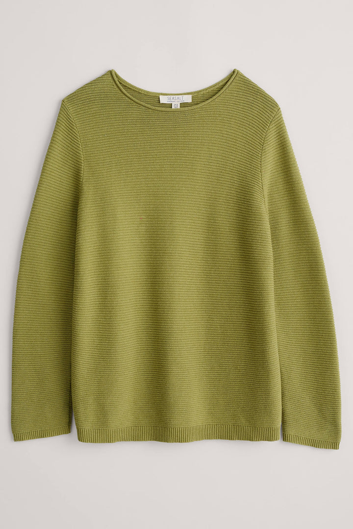 Seasalt Makers Gooseberry Green Curl Neck Jumper - Shirley Allum Boutique