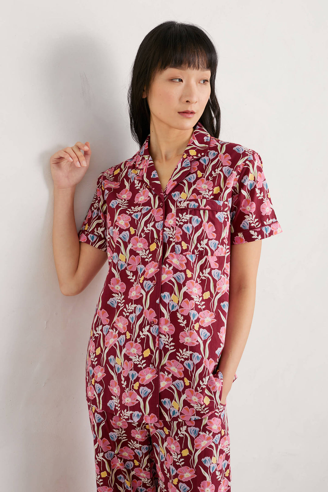 Seasalt Nesting Bird Poppies & Tulip Flag Pink Pyjamas - Shirley Allum Boutique
