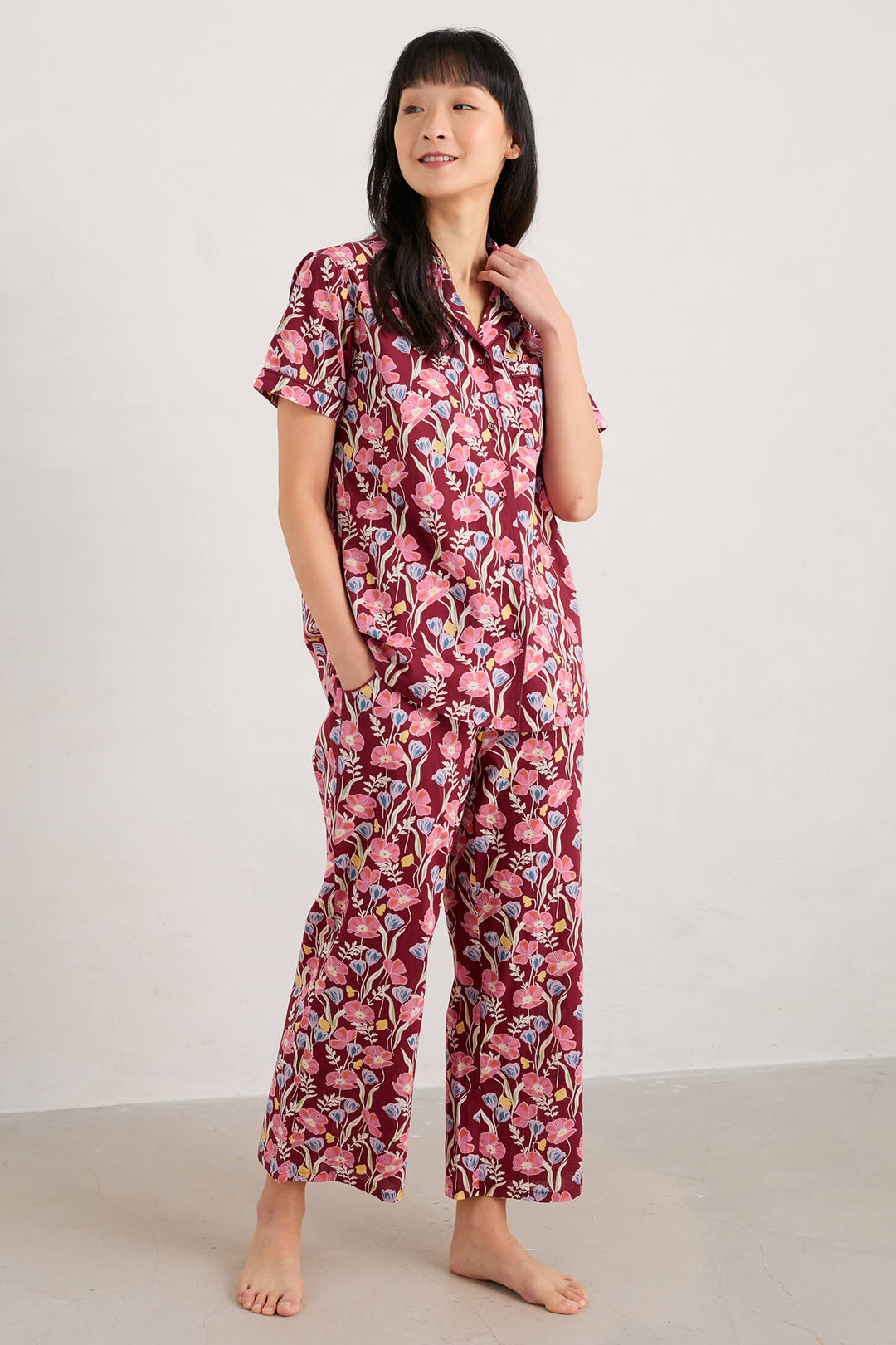 Seasalt Nesting Bird Poppies & Tulip Flag Pink Pyjamas - Shirley Allum Boutique