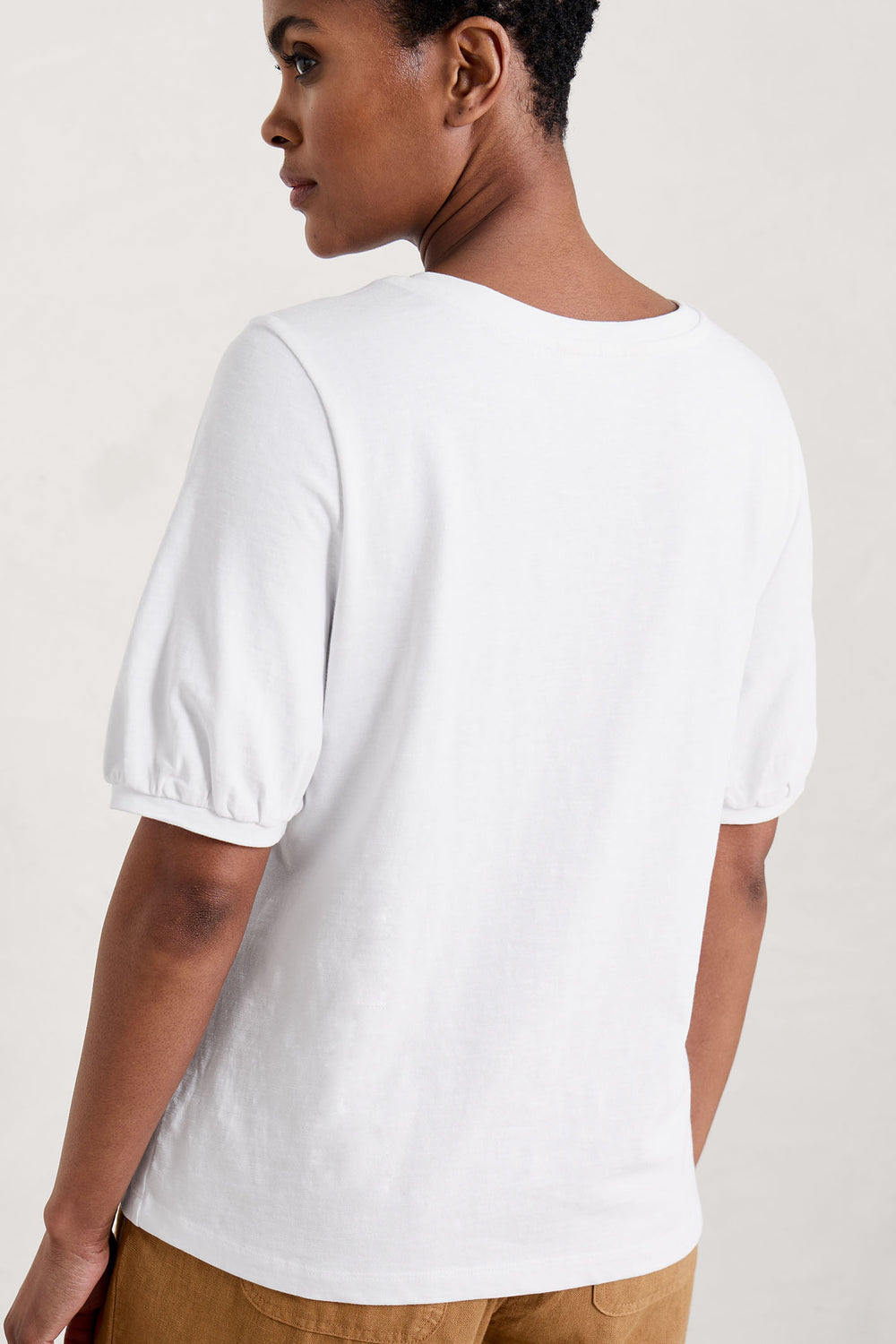 Seasalt Oleander White Salt Gather Sleeve T-Shirt - Shirley Allum Boutique