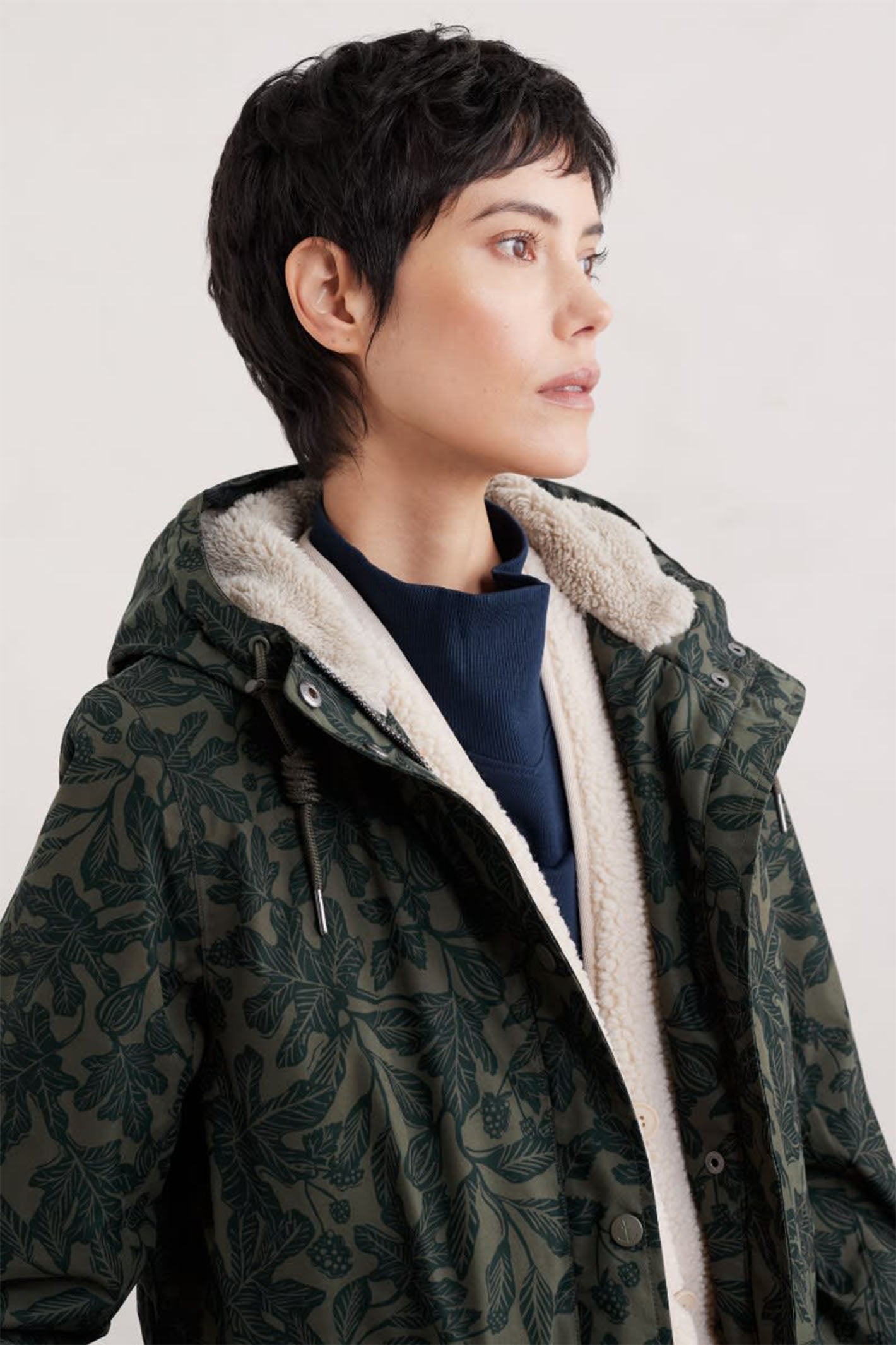 Seasalt Plant Hunter 2 Raincoat Fig Tree Lino Highland Green RN35822 Seasalt Plant Hunter 2 Raincoat Fig Tree Lino Highland Green RN35822