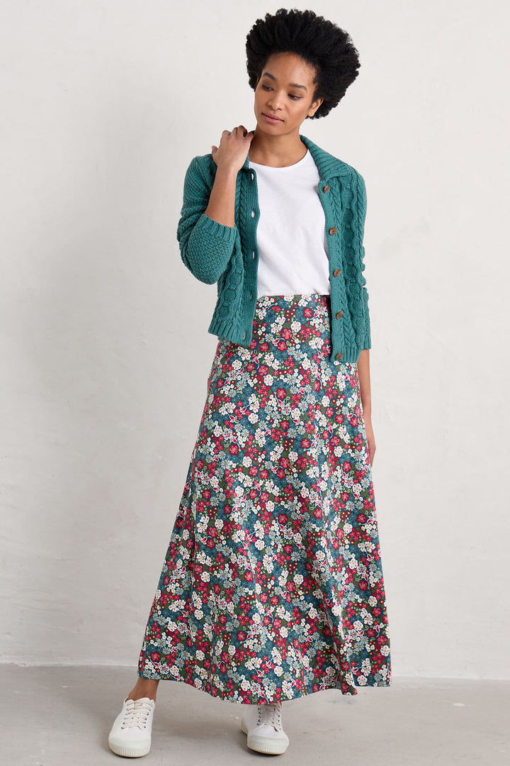 Seasalt Rose Green Flowery Painting Light Squid Skirt - Shirley Allum Boutique