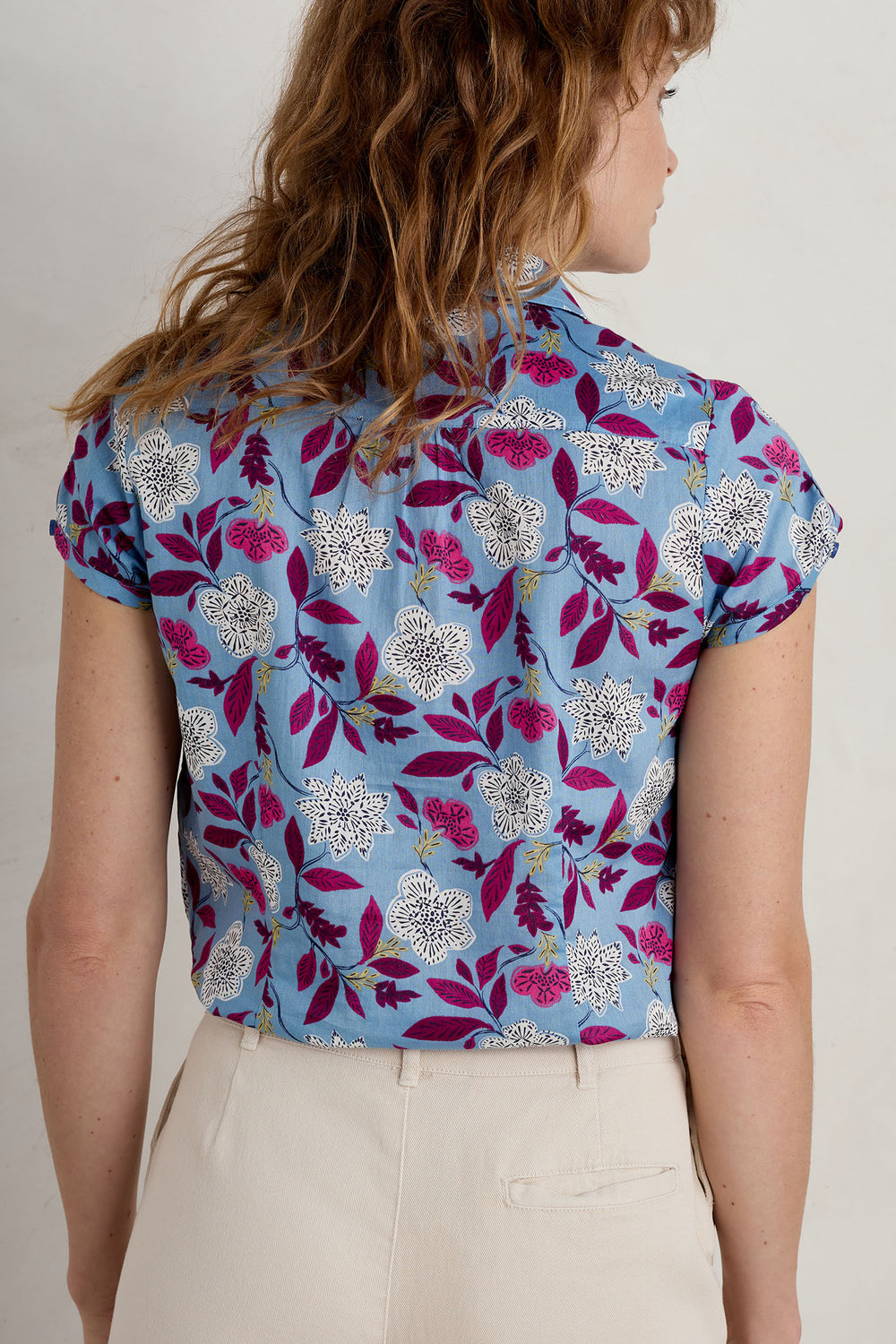Seasalt Rushmaker Blue Stone Flower Saltwater Print Shirt - Shirley Allum Boutique