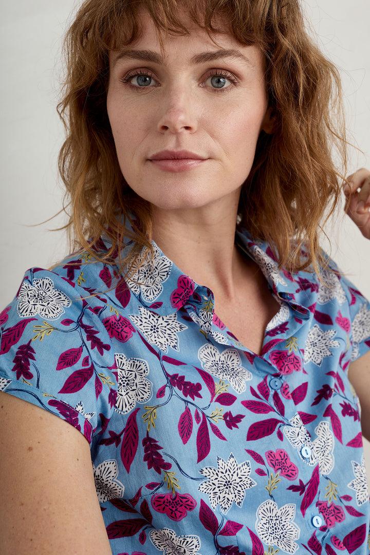 Seasalt Rushmaker Blue Stone Flower Saltwater Print Shirt - Shirley Allum Boutique