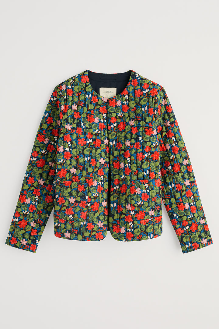 Floral patterned jacket on a white background