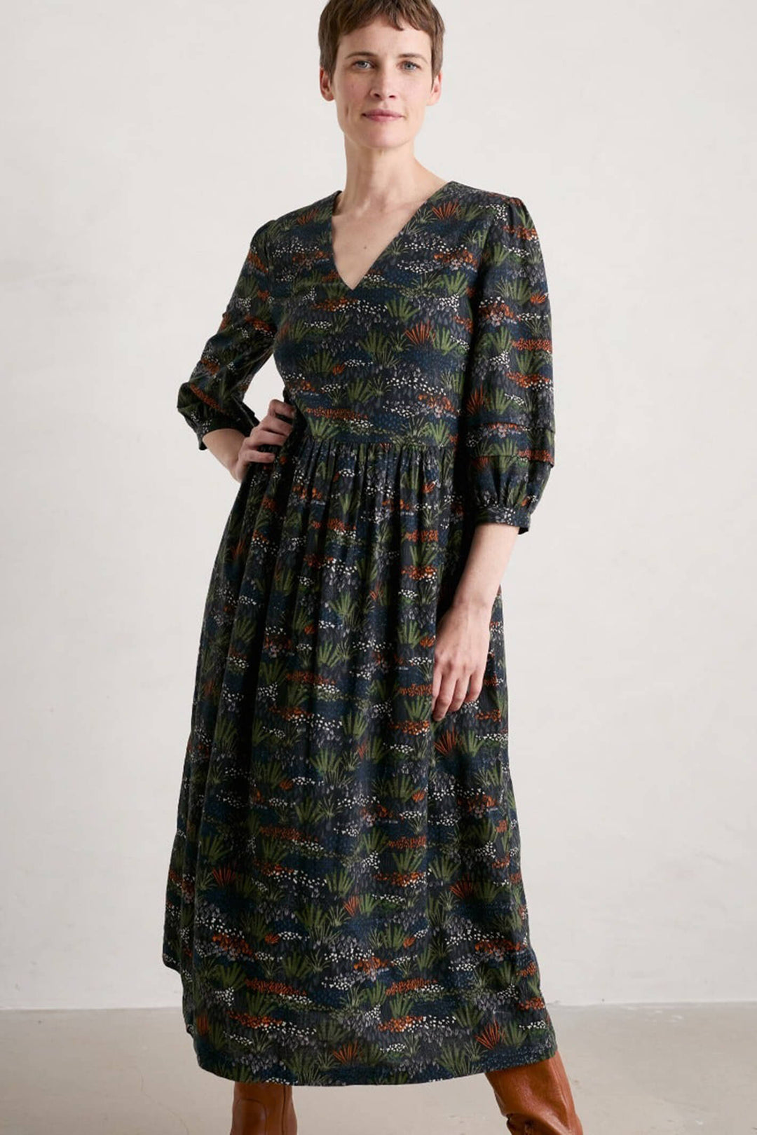 Seasalt Sea Line Green Moor Meadow Onyx Midi Dress - Shirley Allum Boutique