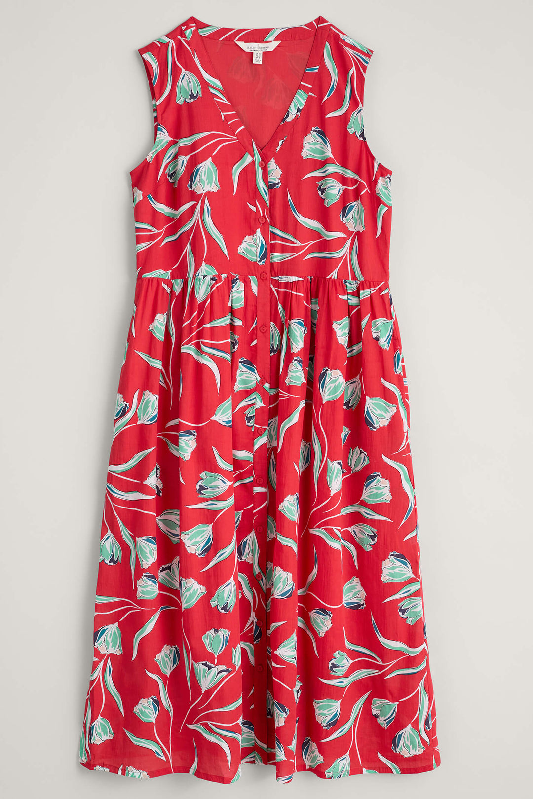 Seasalt Shale Way Painted Tulips Tomato Dress - Shirley Allum Boutique
