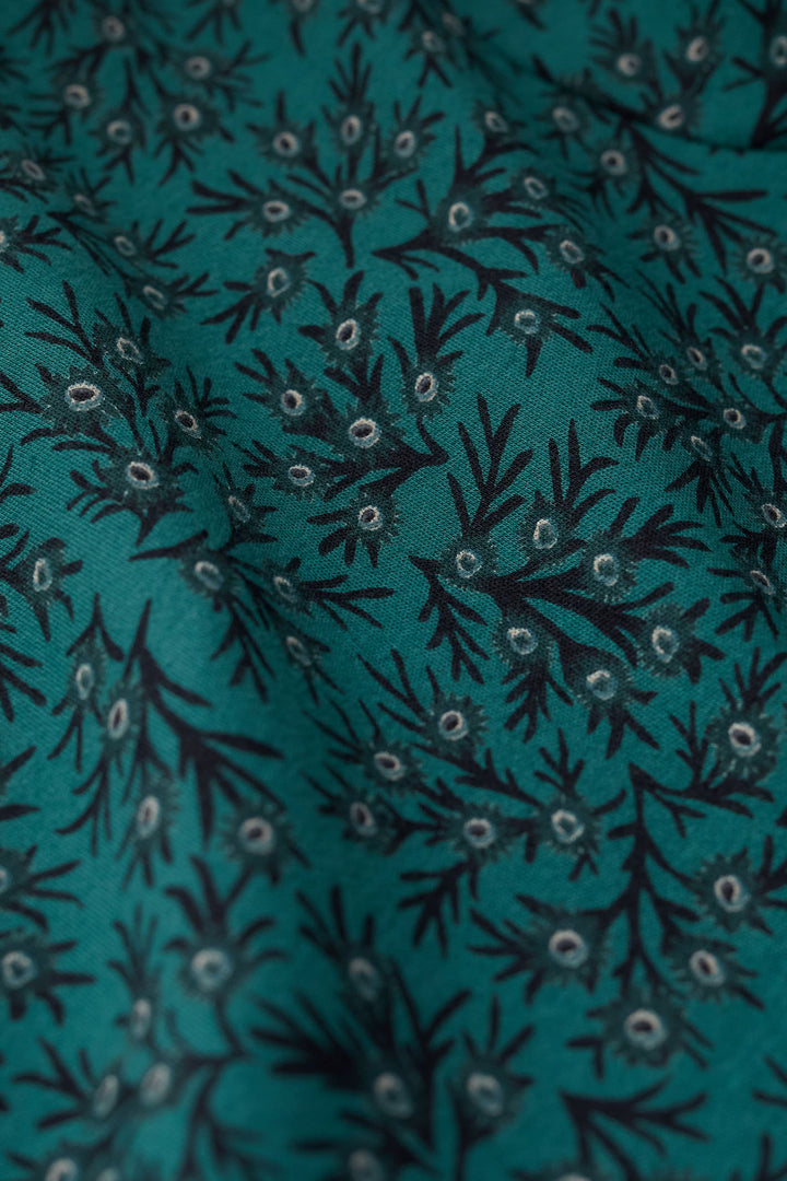 Seasalt Sprig Kingfisher Sunstream Teal Print Wide Neck Top - Shirley Allum Boutique