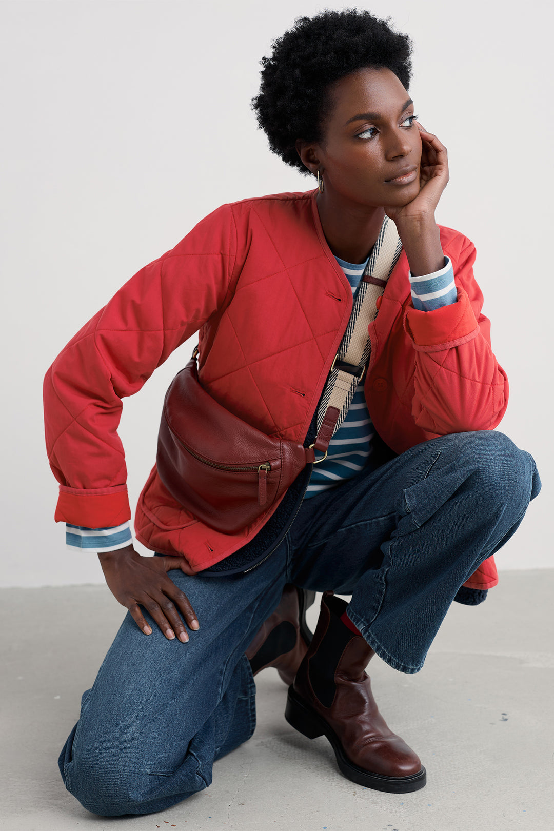 Seasalt WM35641 Swift Barn Tomato Red Quilted Jacket