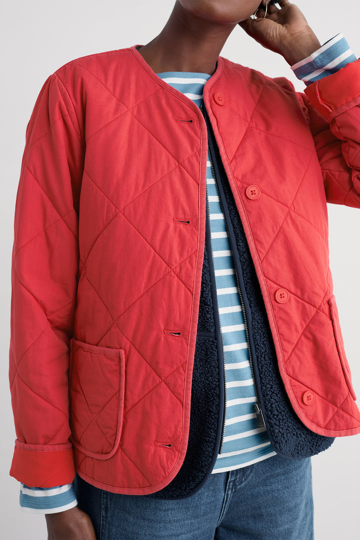 Seasalt WM35641 Swift Barn Tomato Red Quilted Jacket