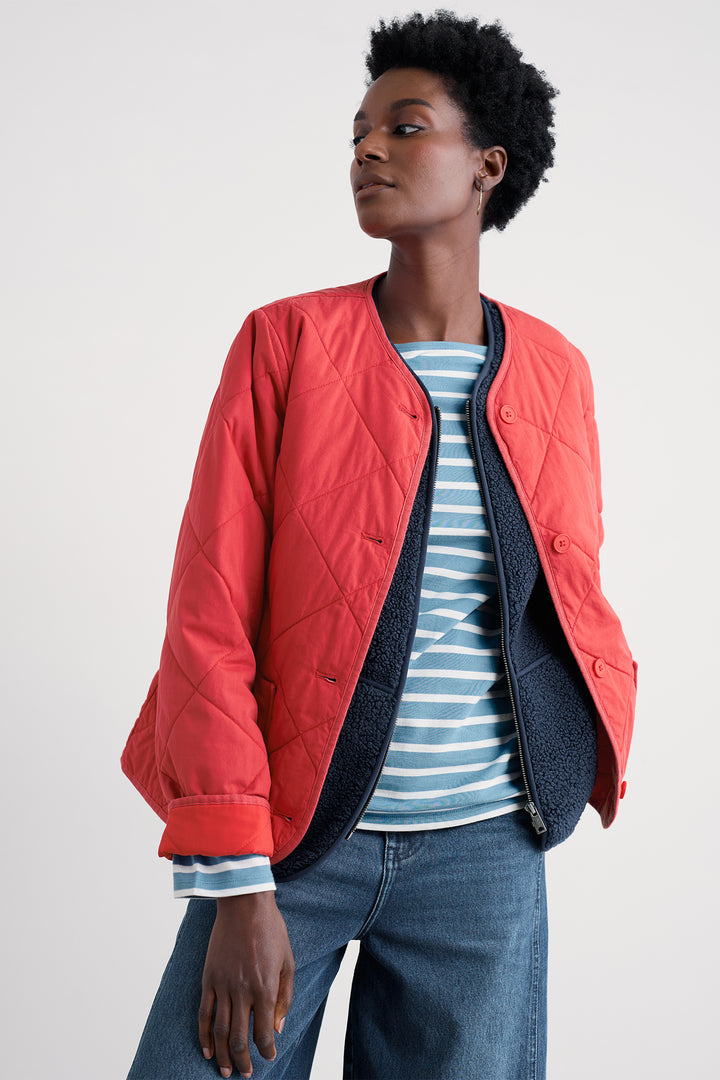 Seasalt WM35641 Swift Barn Tomato Red Quilted Jacket