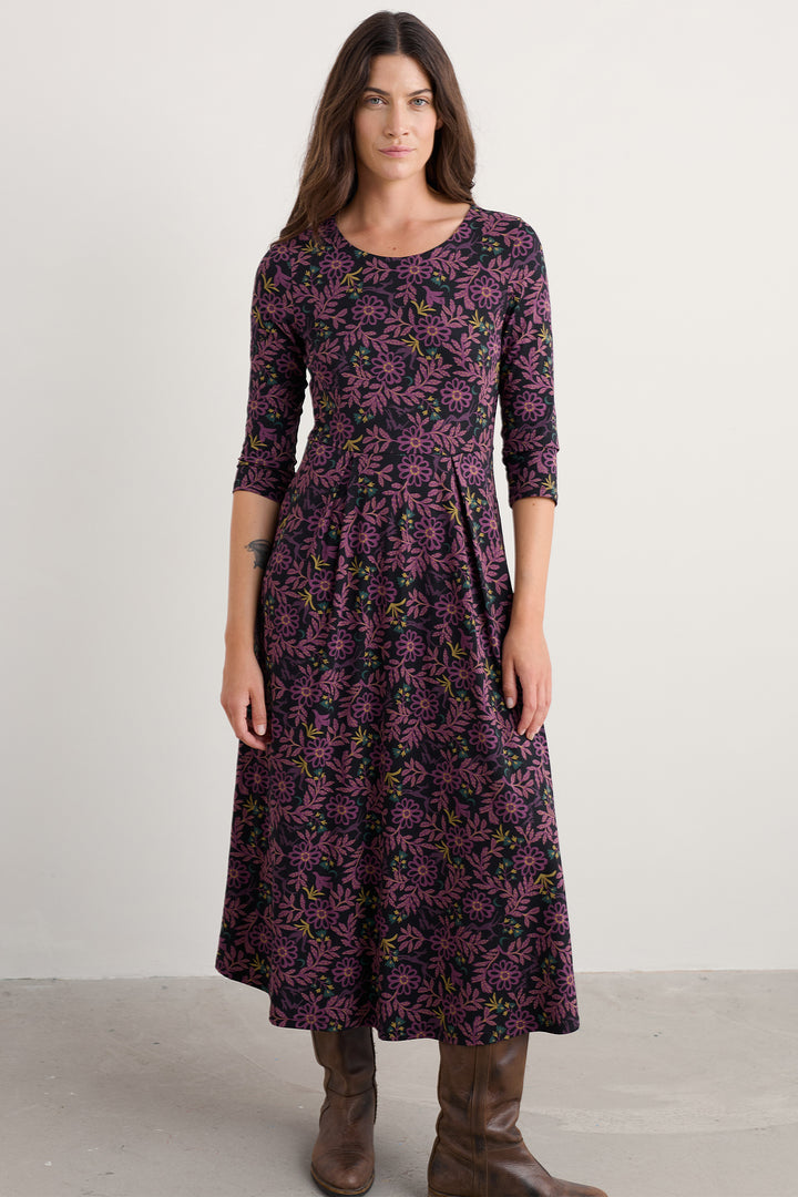 Seasalt Veronica Purple Evening Woodland Onyx Print Dress WM20794R