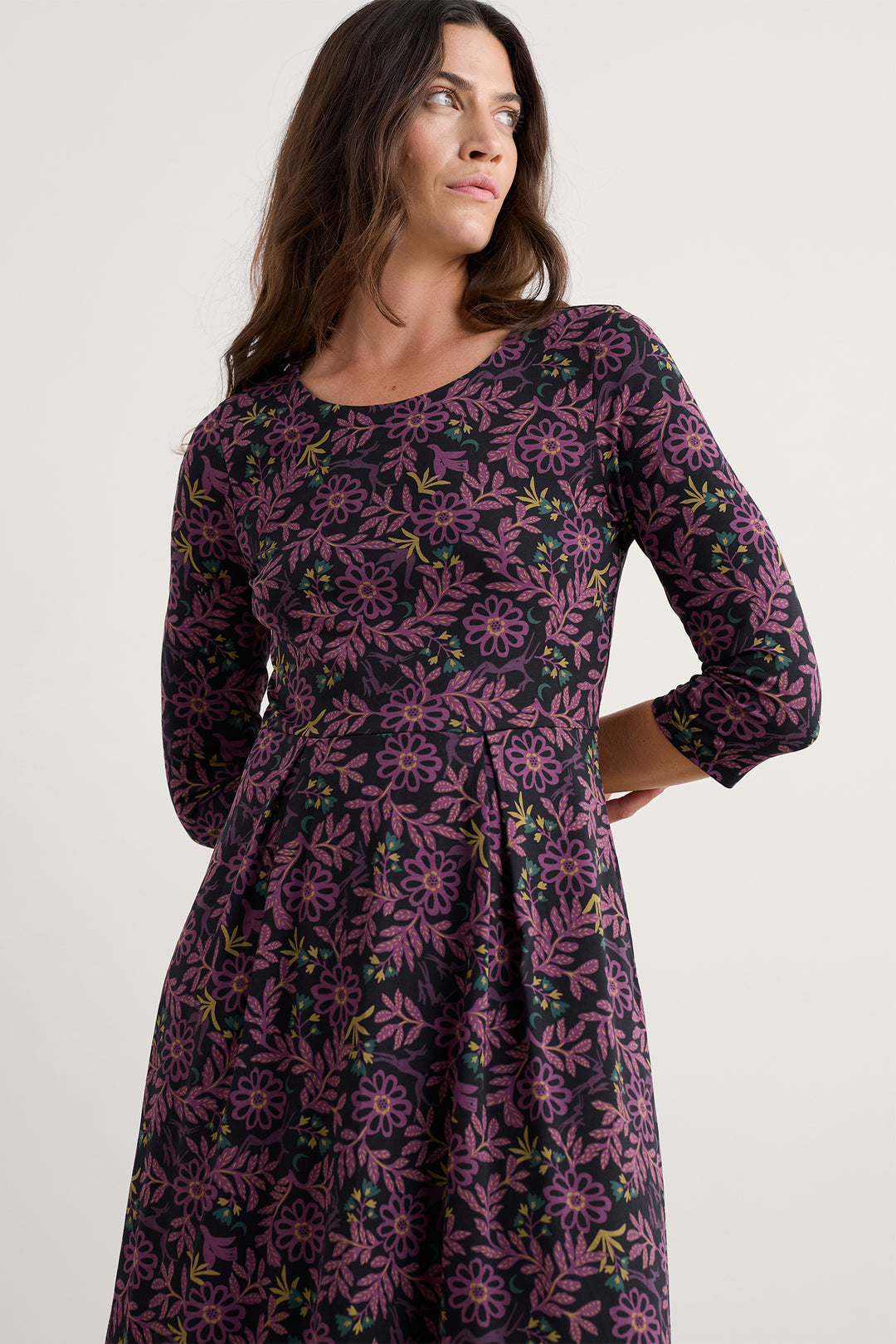 Seasalt Veronica Purple Evening Woodland Onyx Print Dress WM20794R