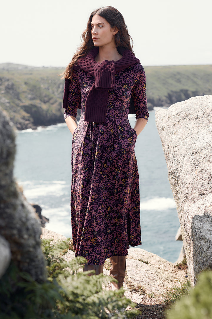 Seasalt Veronica Purple Evening Woodland Onyx Print Dress WM20794R