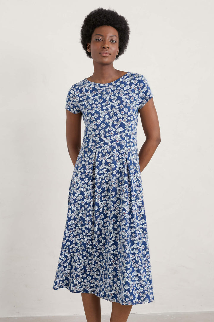 Seasalt Wild Bouquet Daisy Scatter Marine Blue Dress - Shirley Allum Boutique