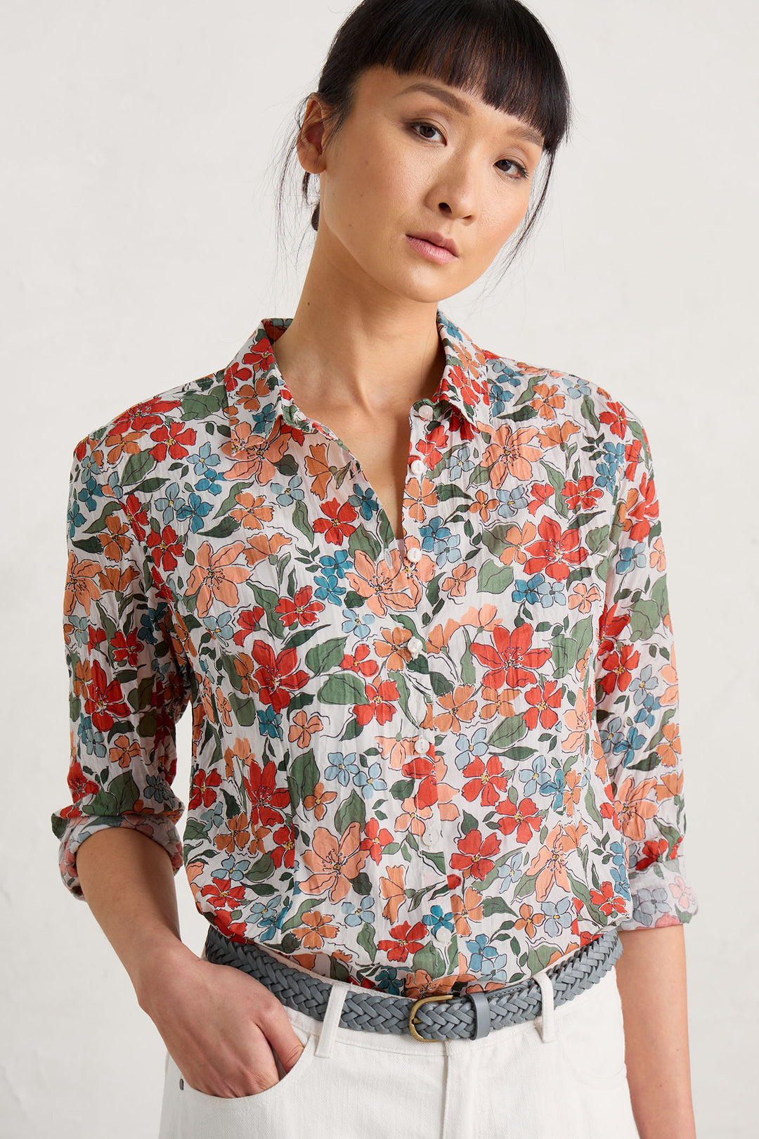 Seasalt WM00243 Larissa Coral Anemone Vintage Chalk Print Shirt - Shirley Allum Boutique