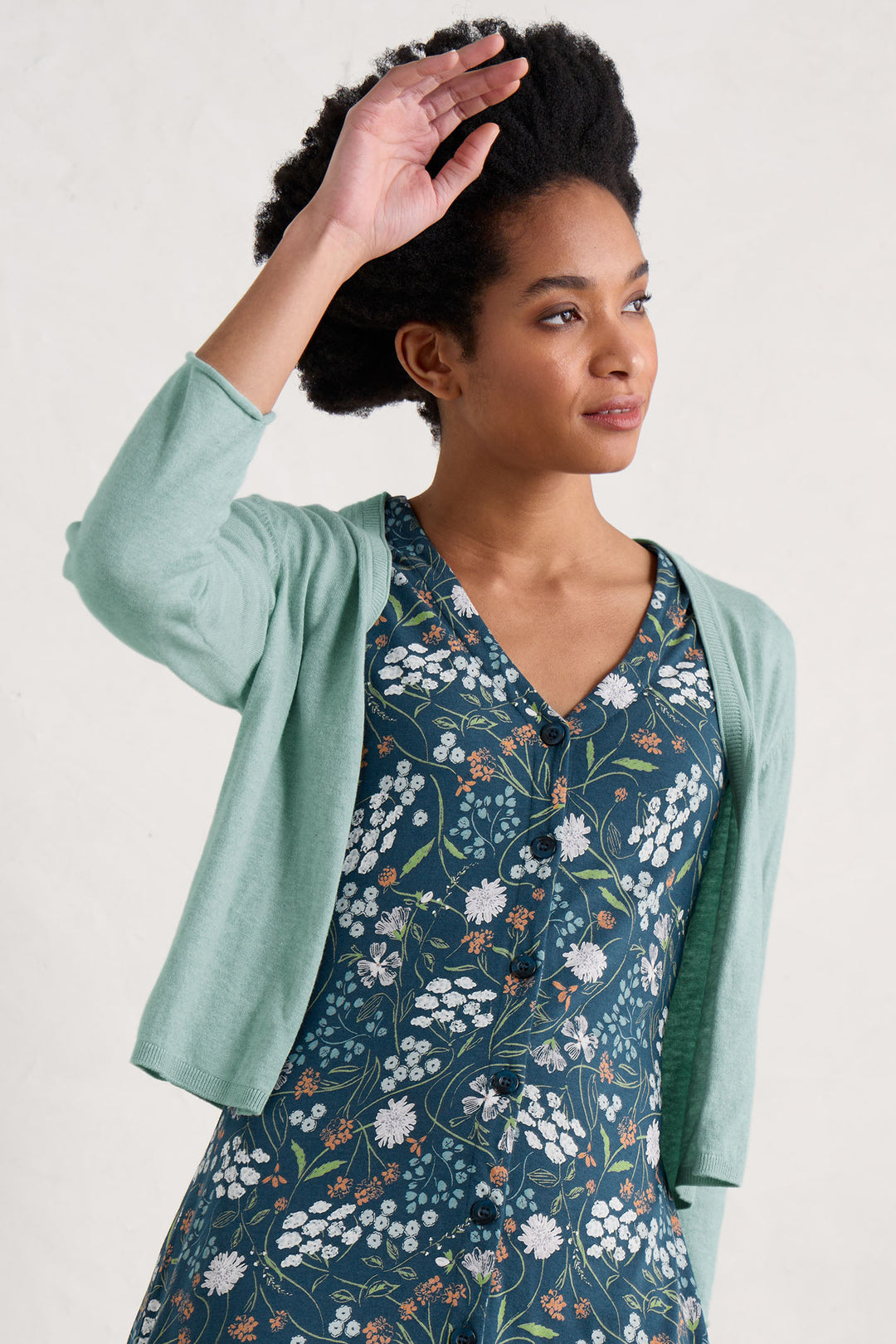 Seasalt WM17513 Vanessa Green Reflection Melange Open Front Cardigan - Shirley Allum Boutique