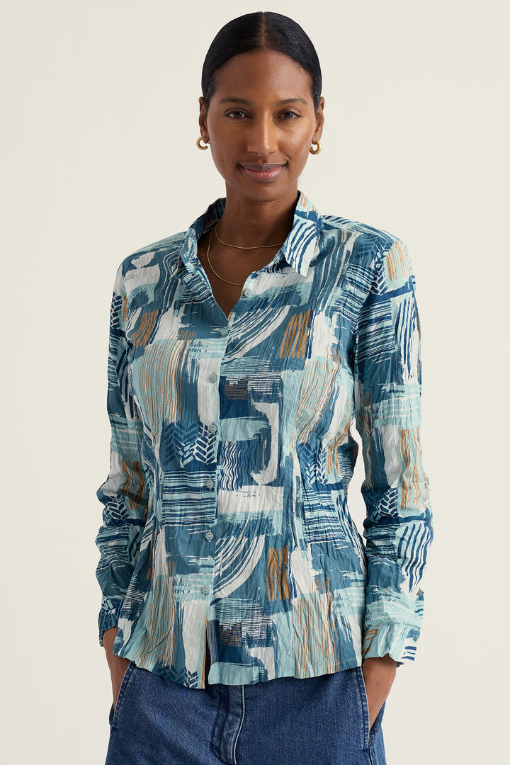 Seasalt WM29562-38211 Larissa Aerial Marks Blue Reflection Shirt
