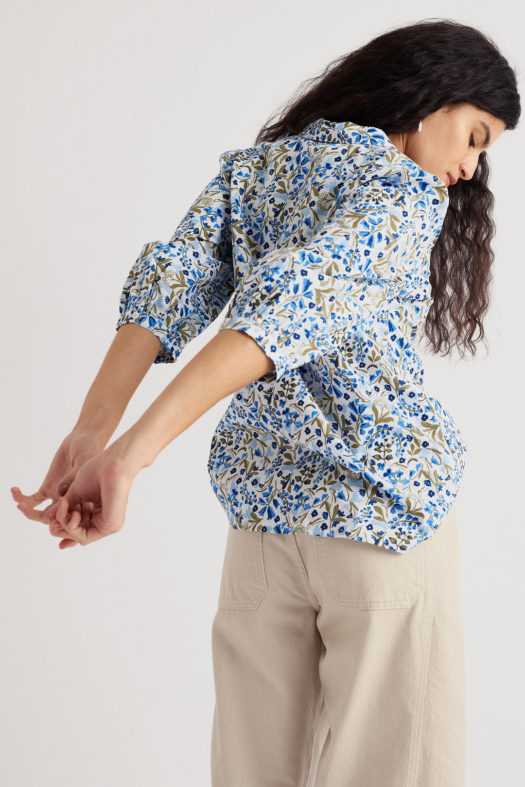 Seasalt WM32079-37220 Blue Hope Cottage Woodland Floral Chalk Blouse