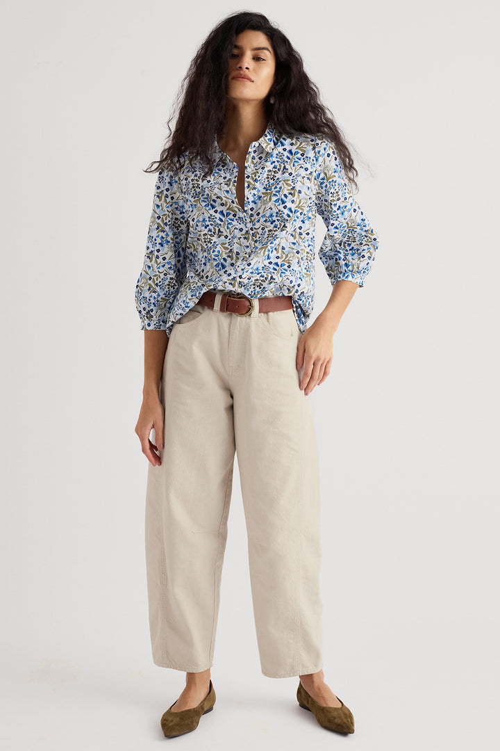 Seasalt WM32079-37220 Blue Hope Cottage Woodland Floral Chalk Blouse