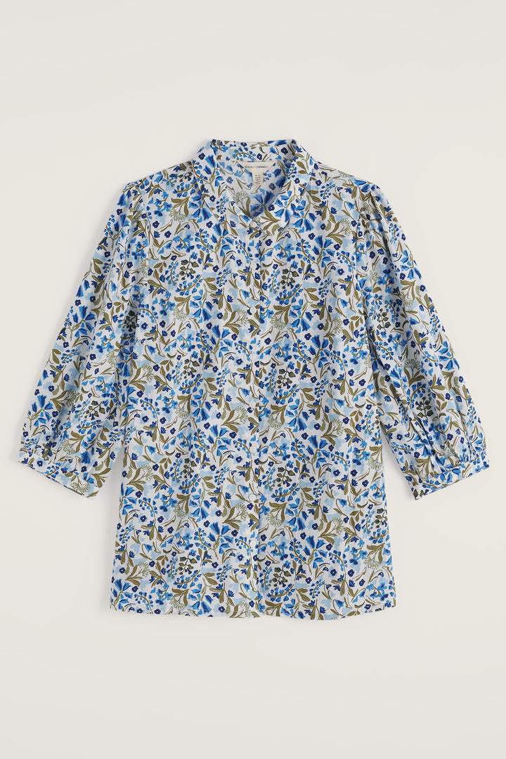 Seasalt WM32079-37220 Blue Hope Cottage Woodland Floral Chalk Blouse