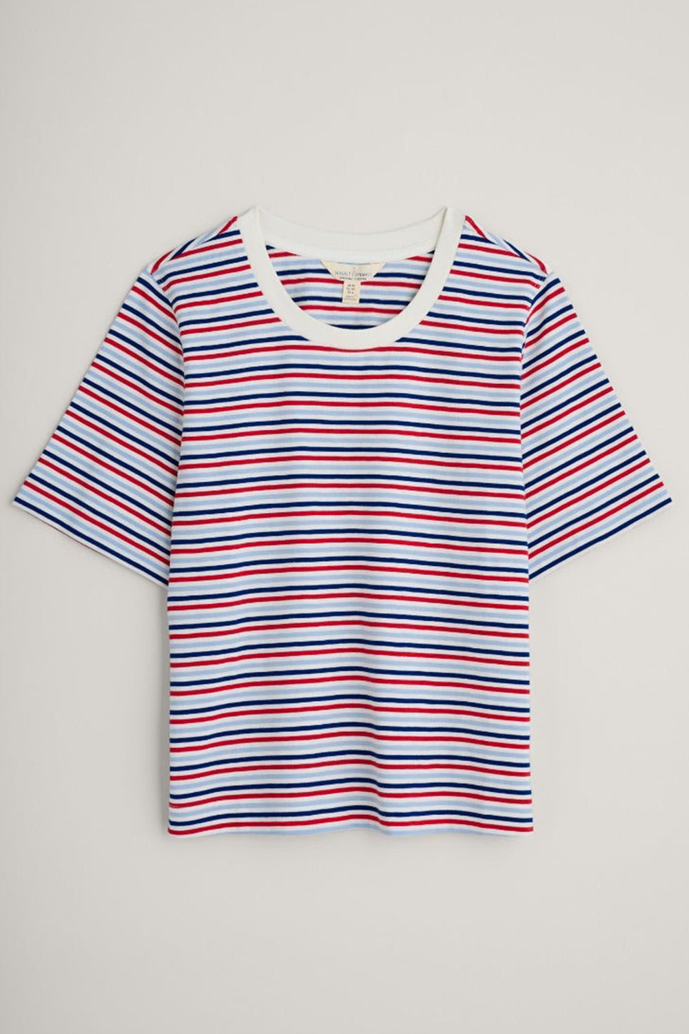 Seasalt WM32430 Copseland Blue Tri Pellitas Chalk Relish Stripe T-Shirt - Shirley Allum Boutique