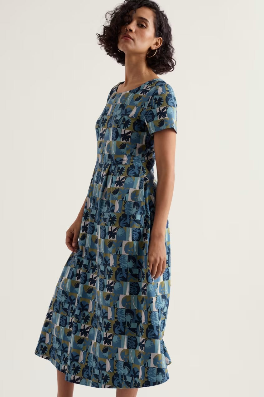 Seasalt WM32710R Veronica Floral Splice Sardine Short Sleeve Dress