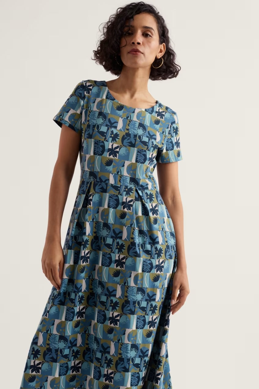 Seasalt WM32710R Veronica Floral Splice Sardine Short Sleeve Dress