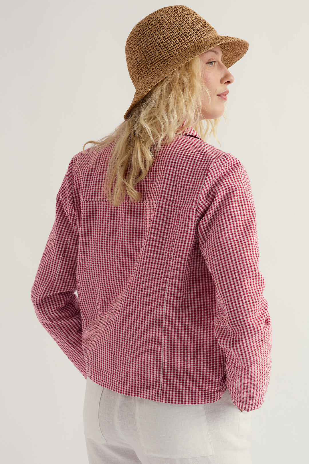 Seasalt WM34334R Carnon Downs Gingham Scarlet Red Jacket
