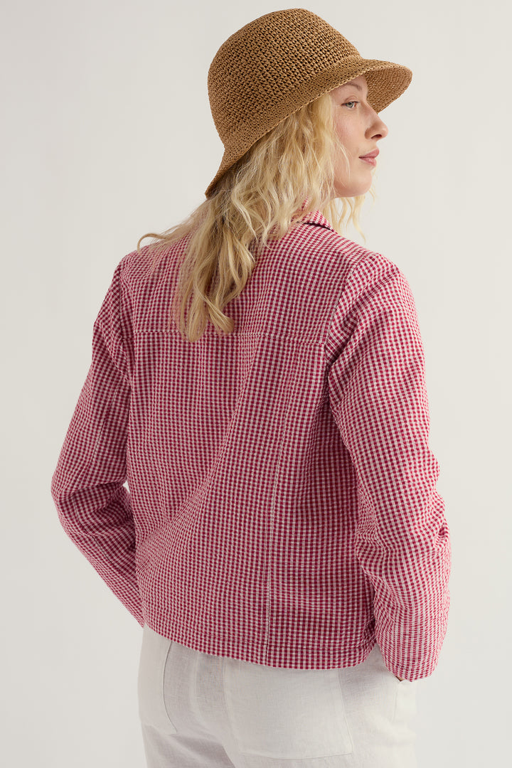 Seasalt WM34334R Carnon Downs Gingham Scarlet Red Jacket