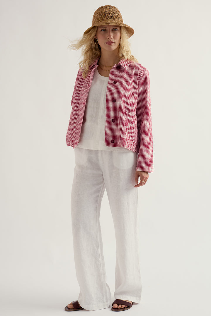 Seasalt WM34334R Carnon Downs Gingham Scarlet Red Jacket