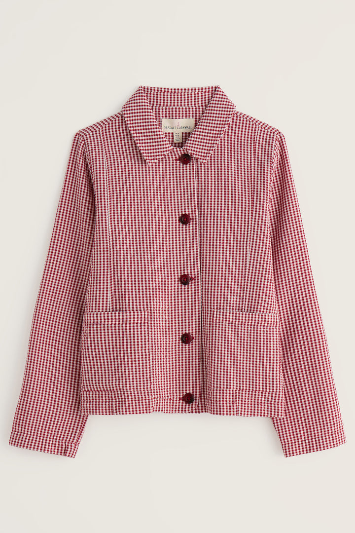 Seasalt WM34334R Carnon Downs Gingham Scarlet Red Jacket